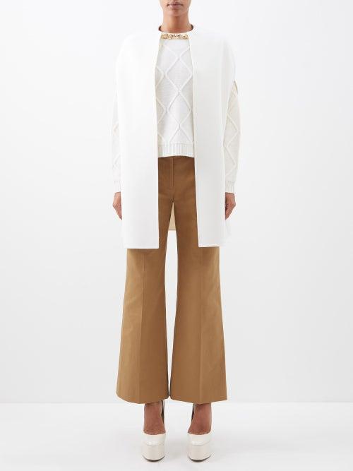 Valentino - Chain-neck Compact Wool-blend Cape - Womens - White