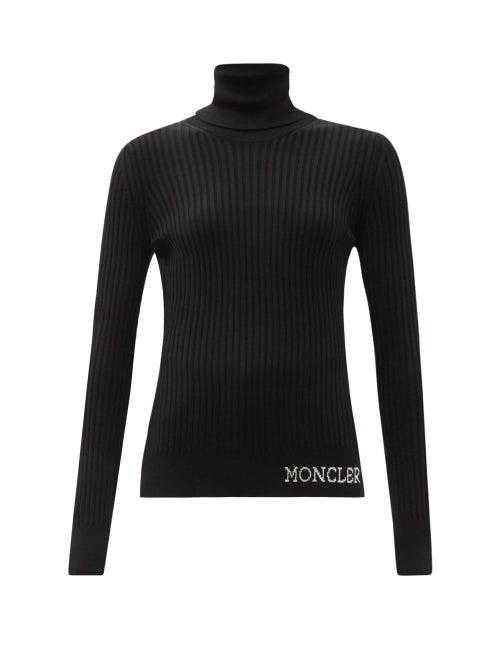 Matchesfashion.com Moncler - Ciclista Roll-neck Ribbed Wool Top - Womens - Black