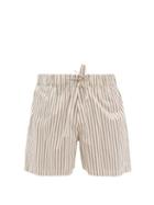 Matchesfashion.com Tekla - Drawstring-waist Cotton-poplin Pyjama Shorts - Mens - Cream Multi