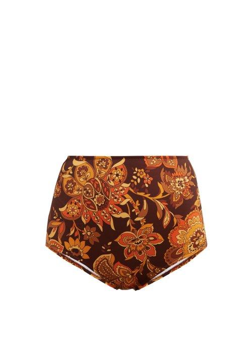 Matchesfashion.com Dodo Bar Or - Jenna Floral Print Bikini Briefs - Womens - Brown Print