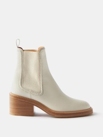Chlo - Mallo 50 Leather Chelsea Boots - Womens - Off White