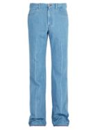 Matchesfashion.com Gucci - Linen Denim Flared Trousers - Mens - Blue
