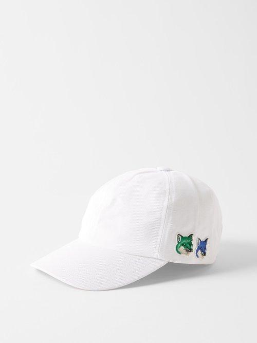 Maison Kitsun - Double Fox Head-patch Cotton-blend Twill Cap - Mens - White