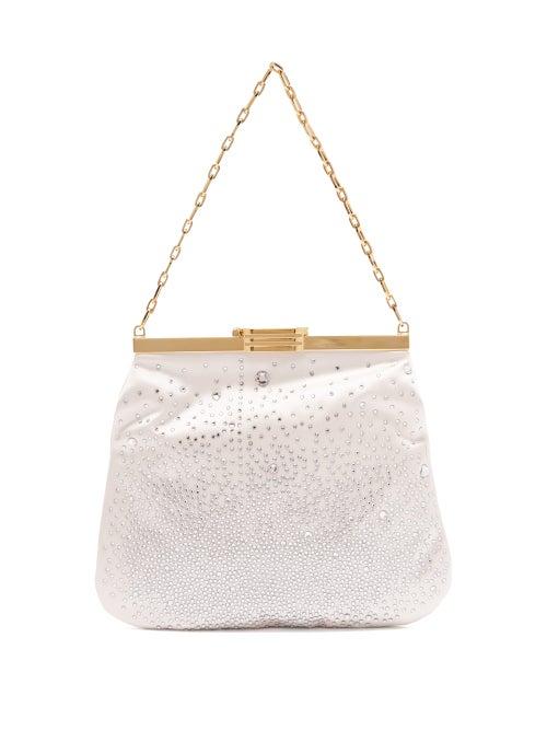 Matchesfashion.com Bienen-davis - 4am Crystal & Satin Clutch Bag - Womens - Ivory
