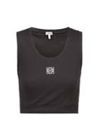 Loewe - Anagram-embroidered Ribbed-jersey Tank Top - Womens - Black