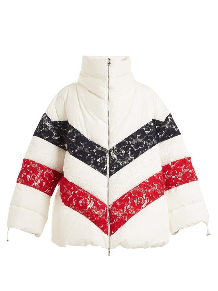 Moncler Gamme Rouge Chunjie Tri-colour Lace Quilted Down Jacket