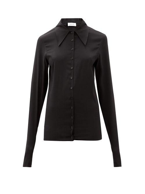 Matchesfashion.com Lemaire - Point-collar Silk-blend Crepe Shirt - Womens - Black