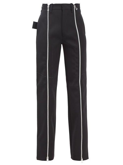 Bottega Veneta - Zip-front Wool-blend Straight-leg Trousers - Womens - Black
