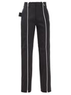 Bottega Veneta - Zip-front Wool-blend Straight-leg Trousers - Womens - Black