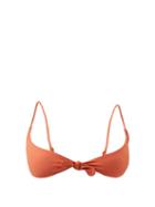 Totme - Knotted Recycled-fibre Triangle Bikini Top - Womens - Rust Orange
