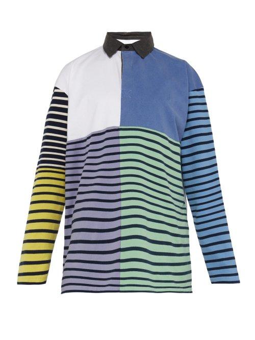 Matchesfashion.com Jw Anderson - Patchwork Cotton Rugby Shirt - Mens - Blue