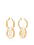 Matchesfashion.com Bottega Veneta - Double Hoop Gold Plated Silver & Bone Earrings - Womens - Gold