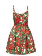Matchesfashion.com Dolce & Gabbana - Puffed Geranium Print Cloqu Mini Dress - Womens - Red Multi