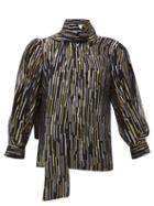 Matchesfashion.com Peter Pilotto - Metallic Fil-coup Silk-blend Blouse - Womens - Black