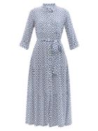 Ladies Beachwear Heidi Klein - Tiered Geometric-print Recycled-fibre Maxi Dress - Womens - Blue Print