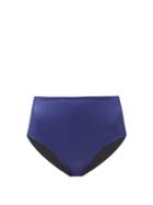 Matchesfashion.com Jade Swim - Bound High-rise Ribbed Bikini Briefs - Womens - Dark Blue