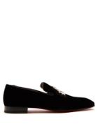 Christian Louboutin Dandelion Crystal-embellished Logo Velvet Loafers