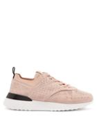 Matchesfashion.com Tod's - Perforated Suede Trainers - Womens - Light Pink