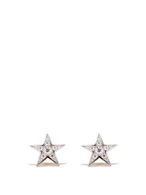 Jessica Mccormack - Star Diamond & 18kt White-gold Stud Earrings - Womens - Gold Multi