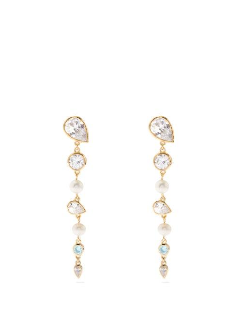 Completedworks - Pearl, Crystal & 14kt Gold-vermeil Drop Earrings - Womens - Pearl
