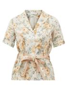 Matchesfashion.com Ephemera - Belted Floral-print Linen Safari Shirt - Womens - Yellow Multi