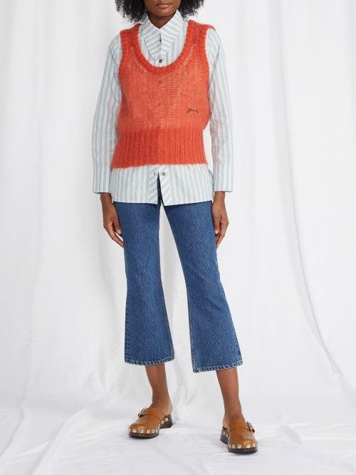 Ganni - Logo-embroidered Scoop-neck Sweater Vest - Womens - Orange