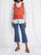 Ganni - Logo-embroidered Scoop-neck Sweater Vest - Womens - Orange