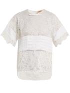 No. 21 Crepe-panelled Lace T-shirt