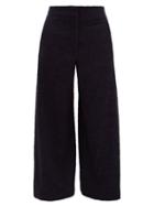Matchesfashion.com Raey - Elasticated Back Wide Leg Textured Trousers - Womens - Navy