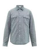 Matchesfashion.com Frame - Houndstooth Check Cotton Poplin Shirt - Mens - Blue Multi