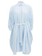 Matchesfashion.com Palmer//harding - Poet Striped Cotton-blend Shirt Dress - Womens - Light Blue