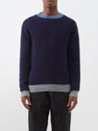 Howlin' - Captain Harry Contrast-trim Wool Sweater - Mens - Navy Multi