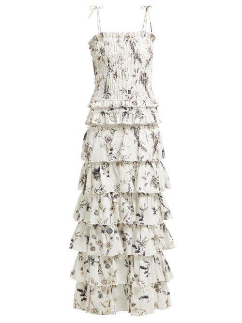 Matchesfashion.com Sir - Marele Floral Print Maxi Dress - Womens - White Multi