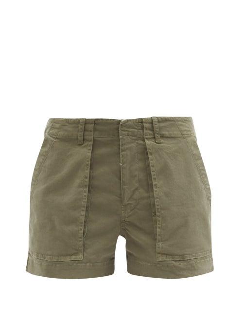 Matchesfashion.com Nili Lotan - Washed Cotton-blend Shorts - Womens - Khaki