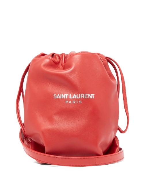 Matchesfashion.com Saint Laurent - Teddy Drawstring Leather Bucket Bag - Womens - Red