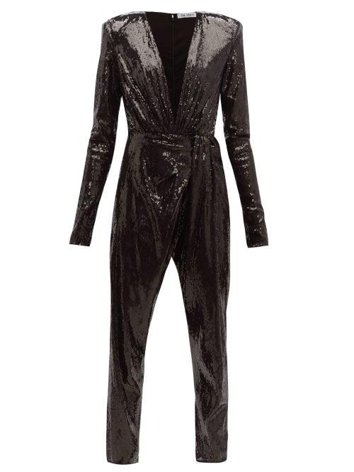 Matchesfashion.com The Attico - Sequinned V Neck Jumpsuit - Womens - Black