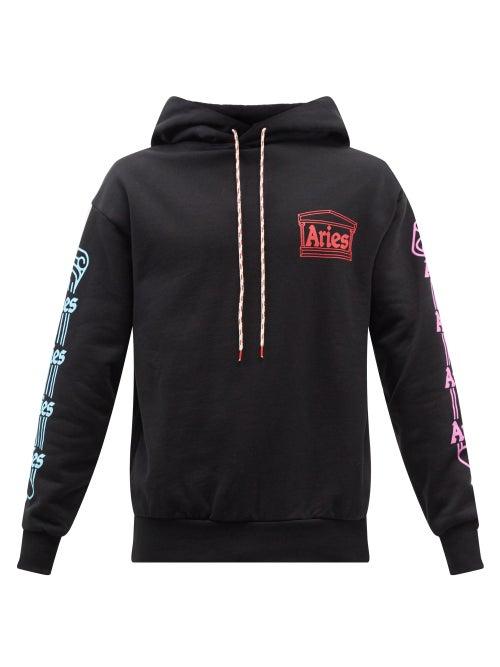 Aries - Column Cotton-jersey Hooded Sweatshirt - Mens - Black
