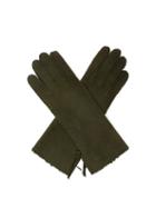 Matchesfashion.com Agnelle - Mia Whipstitched Shearling-lined Suede Gloves - Womens - Green