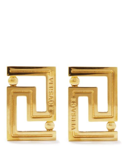 Ladies Jewellery Versace - Logo-engraved Greca Earrings - Womens - Gold