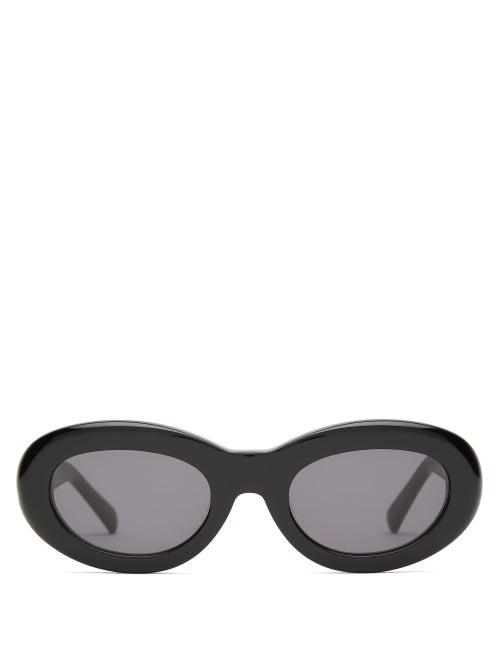 Matchesfashion.com Sun Buddies - Courtney Round Acetate Sunglasses - Mens - Black