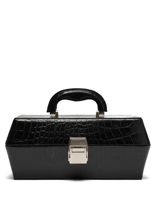 Matchesfashion.com Staud - Lincoln Crocodile Effect Leather Box Bag - Womens - Black