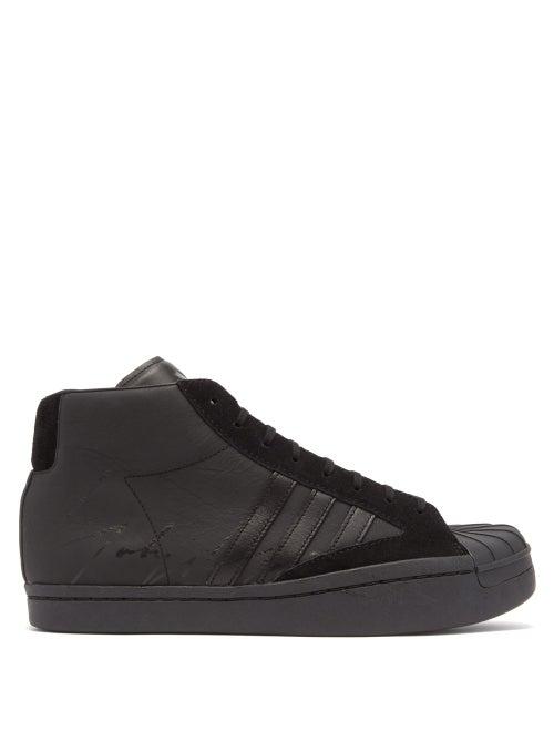 Matchesfashion.com Y-3 - Pro High-top Leather Trainers - Mens - Black