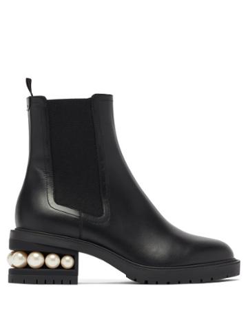 Matchesfashion.com Nicholas Kirkwood - Casati Faux-pearl Heel Leather Chelsea Boots - Womens - Black