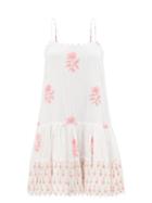 Ladies Beachwear Juliet Dunn - Floral-print Drop-waist Cotton-voile Mini Dress - Womens - Pink White