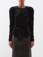 Isabel Marant - Gudellia Puff-sleeve Velvet Top - Womens - Black