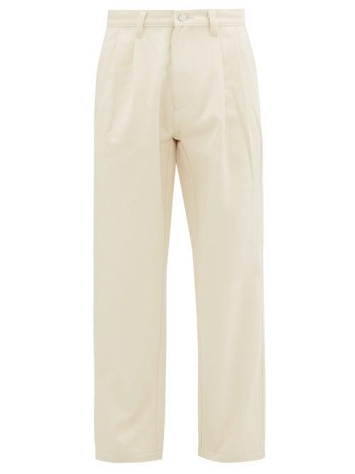 Matchesfashion.com E. Tautz - Pleated Cotton-twill Straight-leg Chino Trousers - Mens - Cream