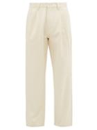 Matchesfashion.com E. Tautz - Pleated Cotton-twill Straight-leg Chino Trousers - Mens - Cream