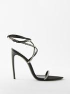 Saint Laurent - Satine 110 Crystal-embellished Satin Sandals - Womens - Black Silver