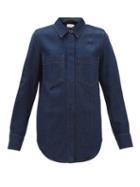 Matchesfashion.com Lemaire - Contrast Stitch Denim Shirt - Womens - Dark Blue