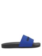Balenciaga - Logo-embossed Rubber Slides - Mens - Black Blue
